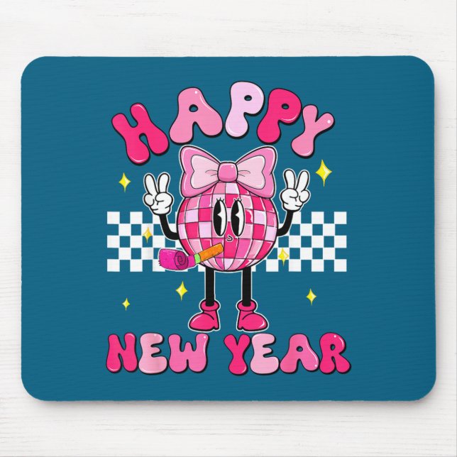 Checkered Happy New Year 2026 Disco Ball New Year  Musmatta (Framsidan)