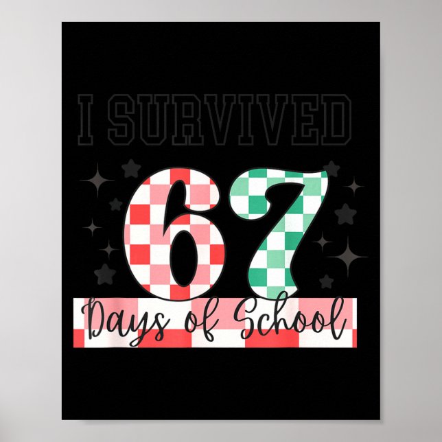 Checkered I Survived 67 Days Of School Meme Teache Poster (Framsidan)