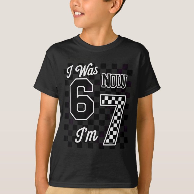 Checkered I Was 6 Now I'm 7 Birthday Seven Years O T Shirt (Framsida)