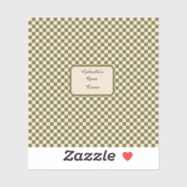 Checkered Moss Grönt and Beige Quiet Corner Quote Klistermärken