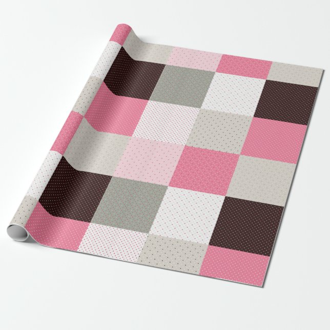 Checkered Patchwork Pattern Presentpapper (Utrullad)