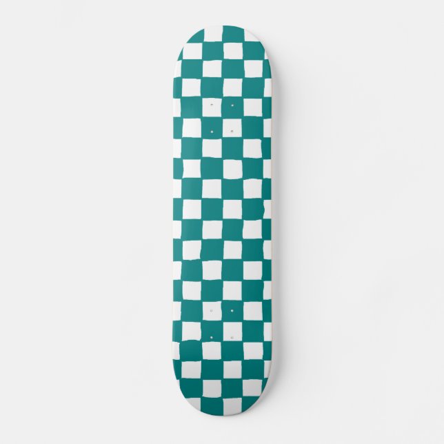 checkered pattern (teal) skateboard bräda 21,5 cm (Framsida)