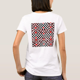 Checkered Pattern With Red Hearts & Shapes T Shirt