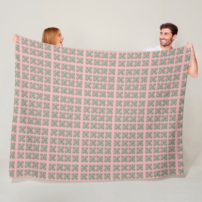Checkered Pink and Green Fleece Blanket (På plats)
