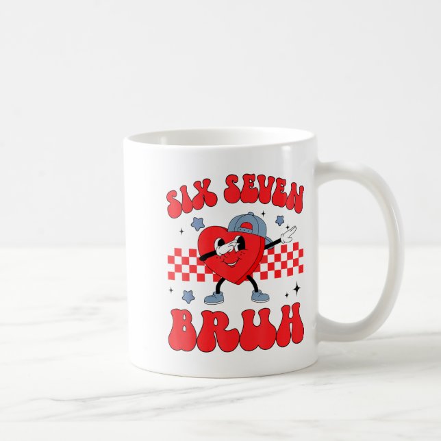 Checkered Six Seven Bruh Hearts 67 Valentines Day  Kaffemugg (Höger)