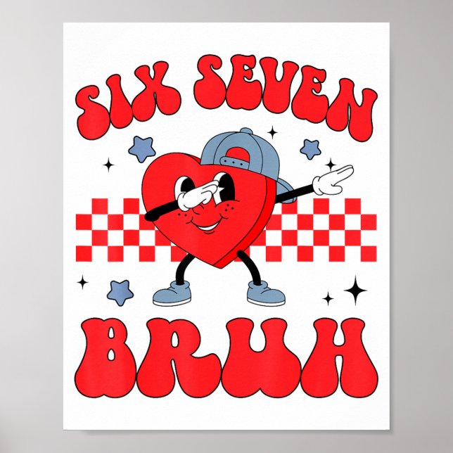 Checkered Six Seven Bruh Hearts 67 Valentines Day  Poster (Framsidan)