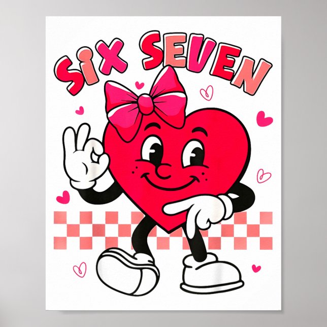 Checkered Six Seven Cool Hearts 67 Valentines Day  Poster (Framsidan)