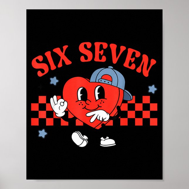 Checkered Six Seven Cool Hearts 67 Valentines Day  Poster (Framsidan)