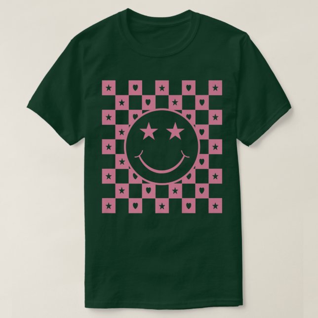 Checkered Smiling Face Funny Premium  T Shirt (Design framsida)