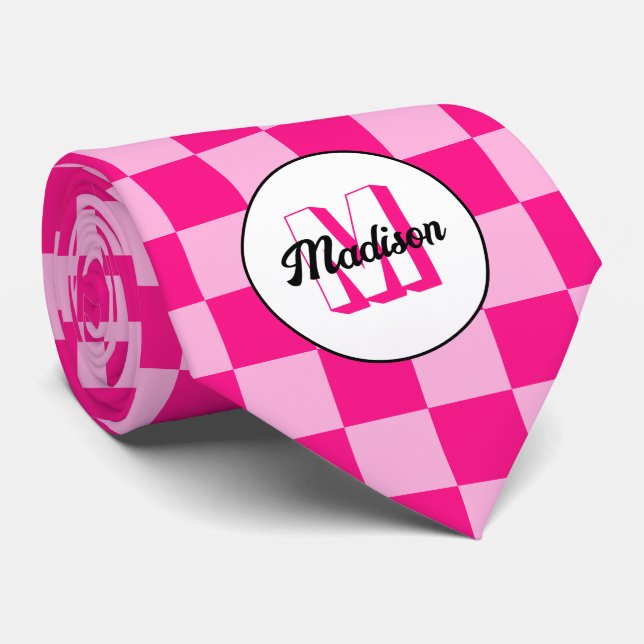 Checkered squares light hot pink retro Monogram Slips (Rullad)