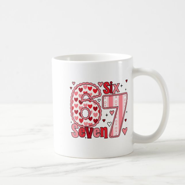 Checkered Valentine Cute Six Seven 6 7 Meme Teens  Kaffemugg (Höger)