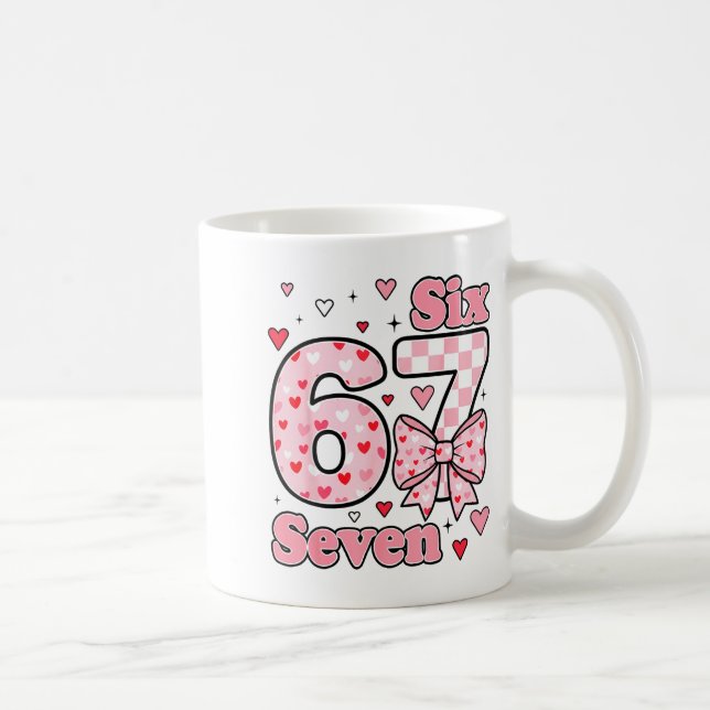 Checkered Valentine Cute Six Seven 6 7 Meme Teens  Kaffemugg (Höger)