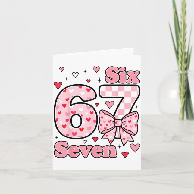 Checkered Valentine Cute Six Seven 6 7 Meme Teens  Kort (Framsida)