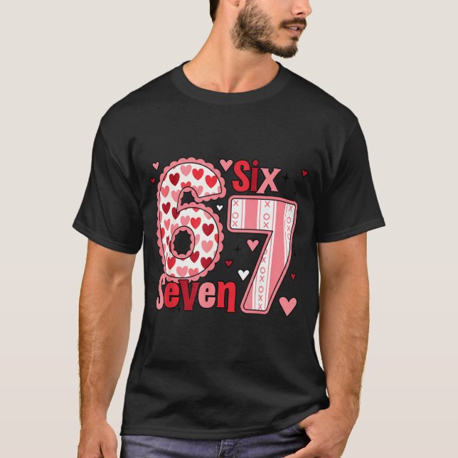 Checkered Valentine Cute Six Seven 6 7 Meme Teens  T Shirt (Framsida)
