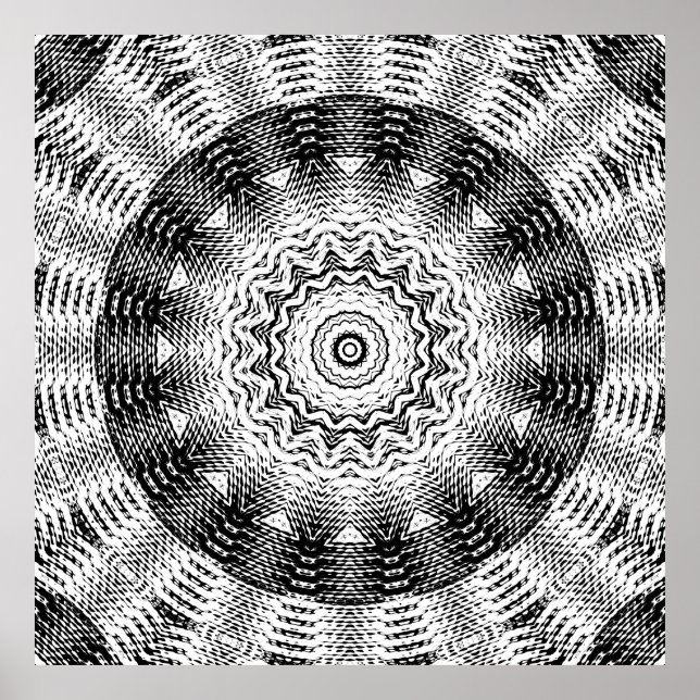 Checkered Wave Distortion Mirrored 8x8x Poster (Framsidan)