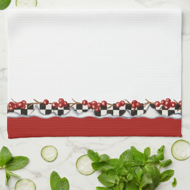 Checkers & Berries Kökshandduk (Vikta)
