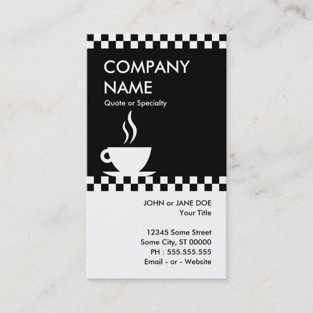 checkers för återkaffe visitkort (Framsida)