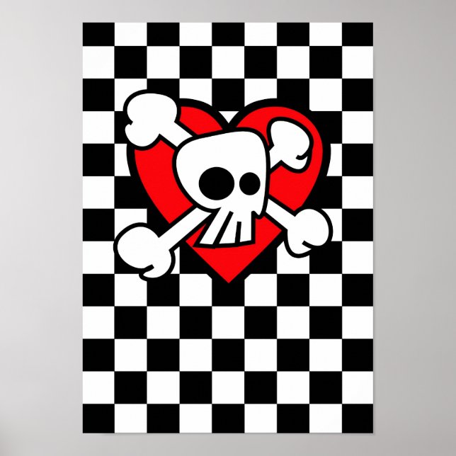 Checkers för Emo Tecknad Skull Poster (Framsidan)