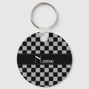 Checkers för för personlignamnsvart och grå fä nyckelring