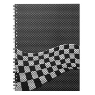 Checkers för kolfiberTävla i Stil, påfyllnadsutskr Anteckningsbok Med Spiral