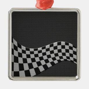 Checkers för kolfiberTävla i Stil, påfyllnadsutskr Julgransprydnad Metall