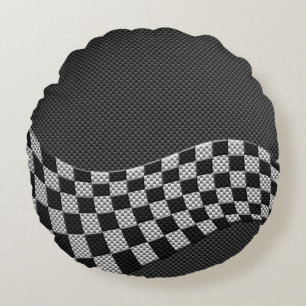 Checkers för kolfiberTävla i Stil, påfyllnadsutskr Rund Kudde