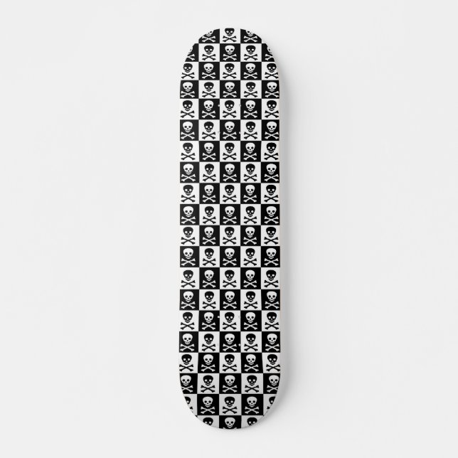 Checkers för Skull och ben Old School Skateboard Bräda 21,6 Cm (Framsida)
