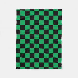 Checkers för svart grönt fleecefilt