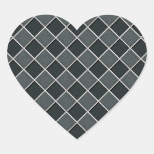 Checkers i Träkol 3D Stil Hjärtformat Klistermärke