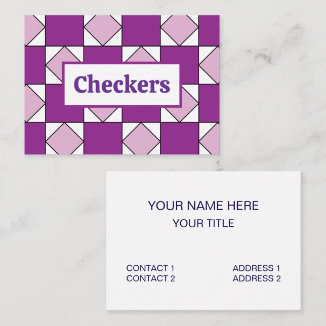 Checkers Lila Checkers för kvadratiska  Visitkort (Fram/baksida)
