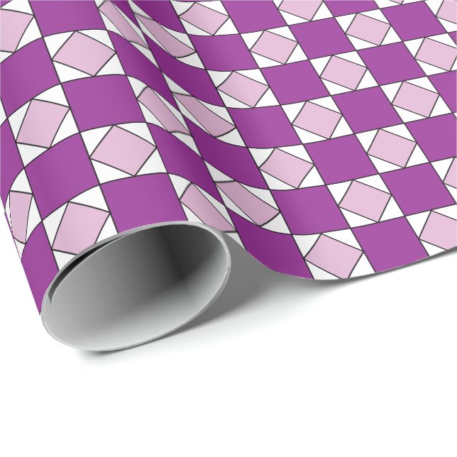 Checkers Lila Fyrkantig Diamant Schackrutig Presentpapper (Rullad Hörn)