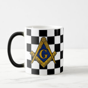 Checkers Masonic Freemasons Square och Compass Magisk Mugg
