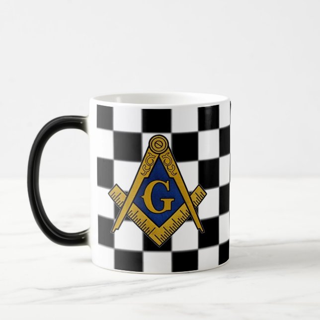 Checkers Masonic Freemasons Square och Compass Magisk Mugg (Vänster)