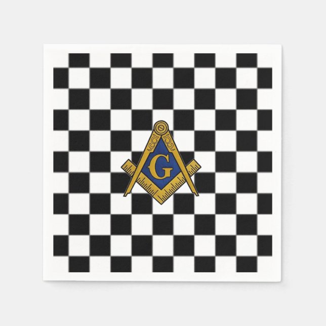 Checkers Masonic Freemasons Square och Compass Pappersservett (Framsidan)