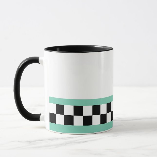 checkers med återföringsstrimlad grönt mugg (Vänster)