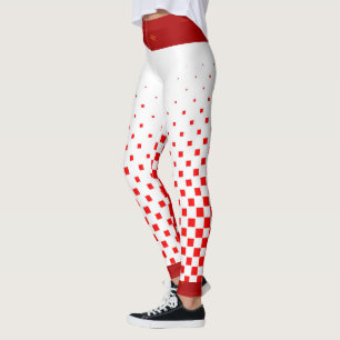 Checkers med röd och vit övertoning med röd överka leggings