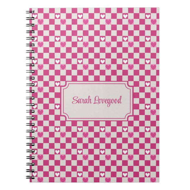 Checkers och  för rosa anteckningsbok (Framsidan)