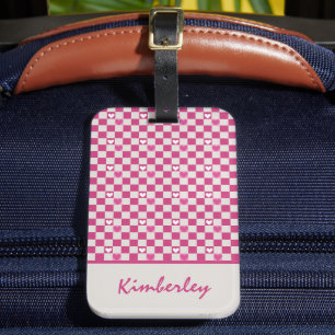 Checkers och för rosa bagagebricka