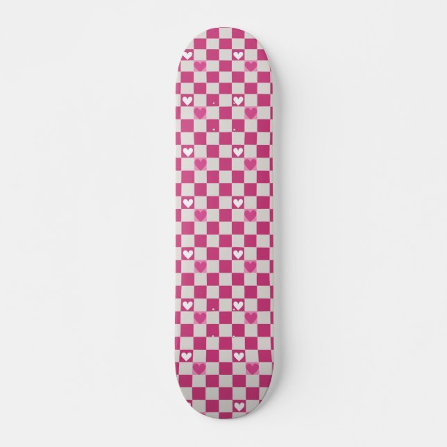 Checkers och  för rosa mini skateboard bräda 18,5 cm (Framsida)