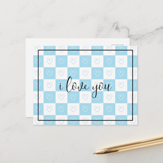 Checkers och hjärtan vykort (Fram/Back In Situ)