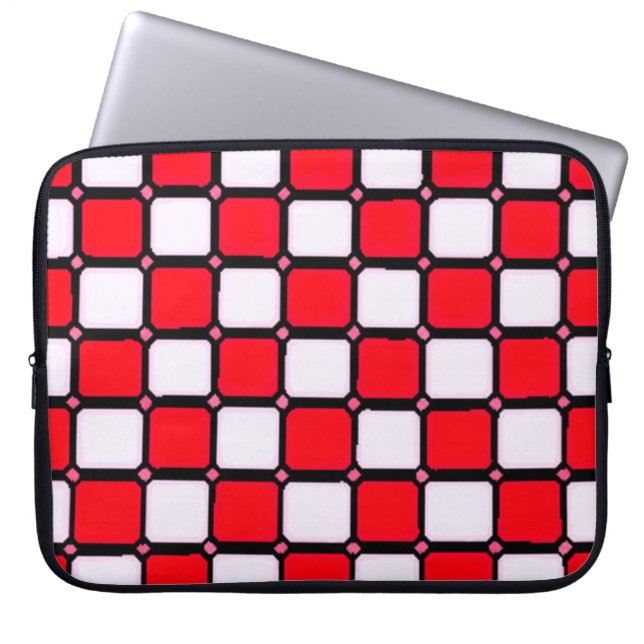 CHECKERS RED WHITE LAPTOP FODRAL (Framsidan)