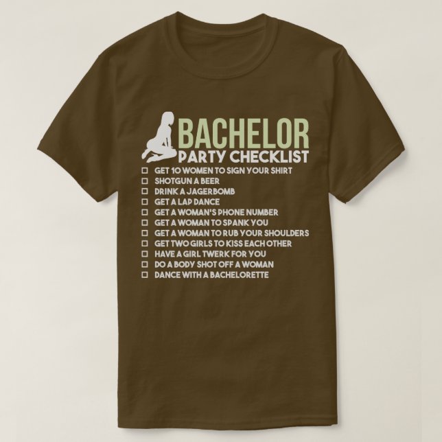 Checklist för Bachelor Party JGA Bridegroom Rumble T Shirt (Design framsida)