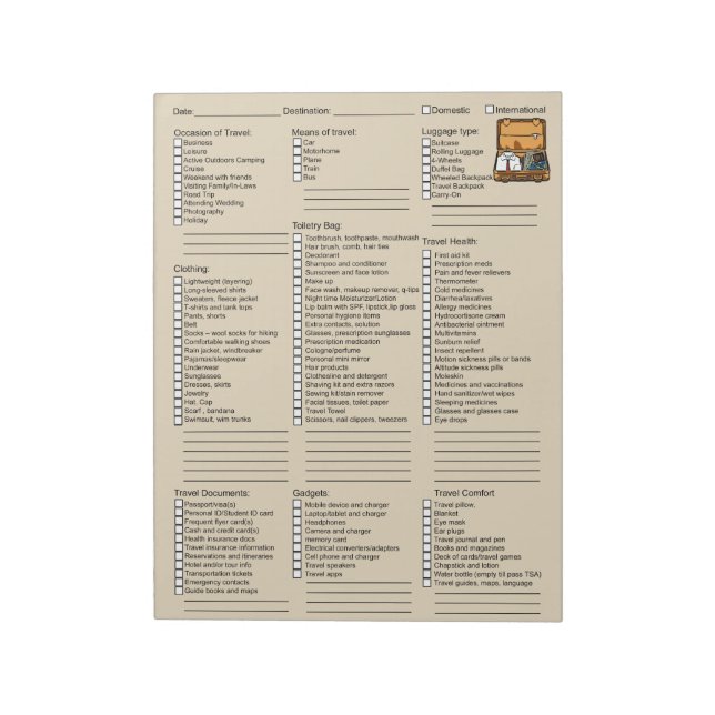 Checklista för användbar resepaketering anteckningsblock (Roterad)