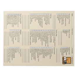 Checklista för användbar resepaketering anteckningsblock