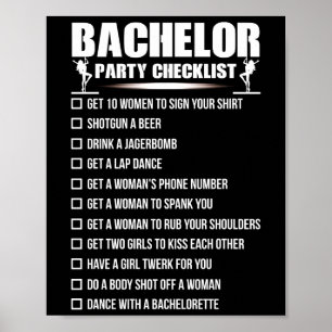 Checklista för Bachelor-part Gifta sig Poster