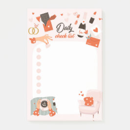 Checklista för inmatning av anteckningar i kärlek- post-it block