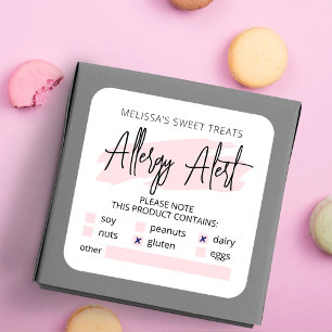 Checklista för kvinnlig Rosa Allergy Alert Checkli Fyrkantigt Klistermärke