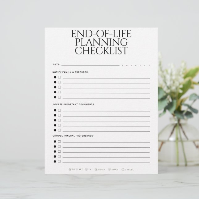 Checklista för planering av livets slutskede brevhuvud (Stående Fram)