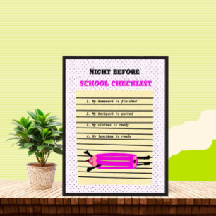 Checklista för skolan poster