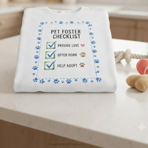 Checklista för tillfälligt hem för husdjur blå tas t shirt